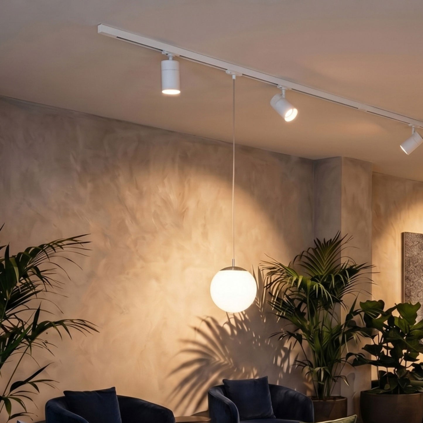 LUNA 20 3-fase hanglamp opaalglas & chroom