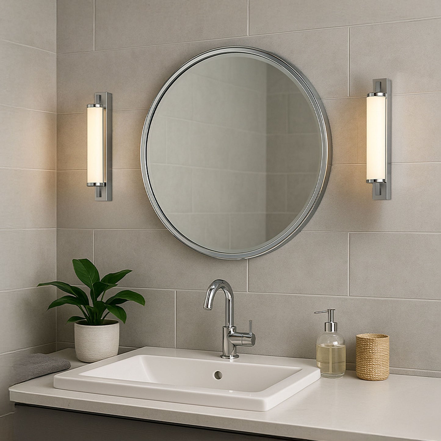 ROCCA 34 | LED Badezimmer Wandleuchte | opalrohr, chrom