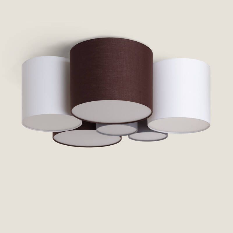 Talivo plafondlamp rond textiel 6-kaps design