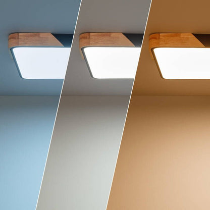 Semaro LED plafondlamp hout 30W CCT rechthoekig 625×425 mm