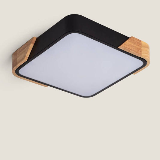 Semaro V vierkante LED plafondlamp hout 18W CCT