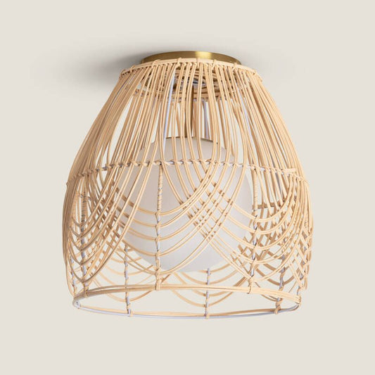 Rotavo plafondlamp rotan glas E27